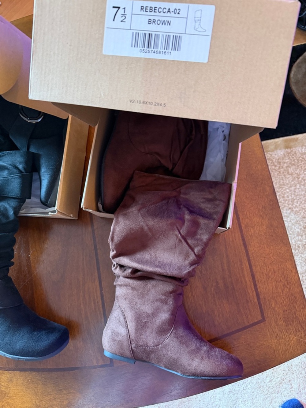 Black and Brown Slouchy Buckle Knee-High Boots - Women - Picture 7 of 7